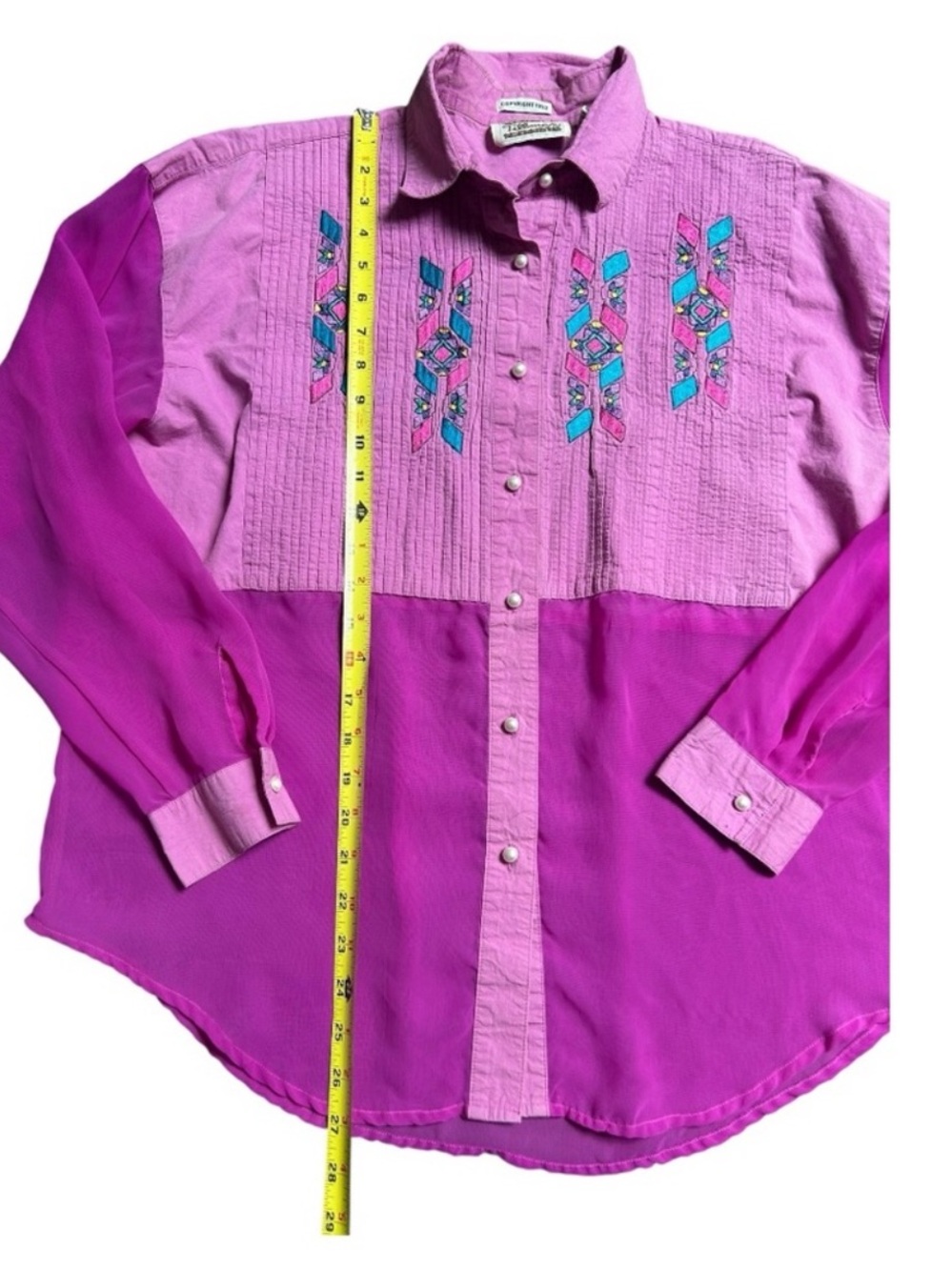 Vintage Tillman purple Aztec SW mesh panel button down Size large - Picture 6 of 11